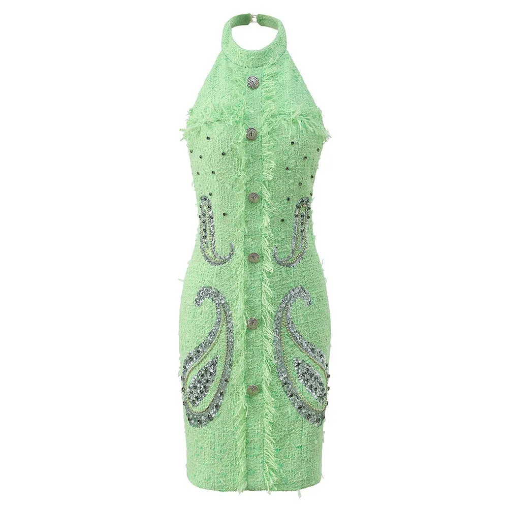 Pre Order:  Halter Neck Backless Sequined Dress