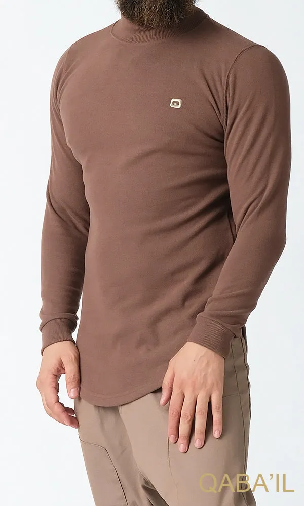 QL Longline High Collar Sweatshirt in Taupe