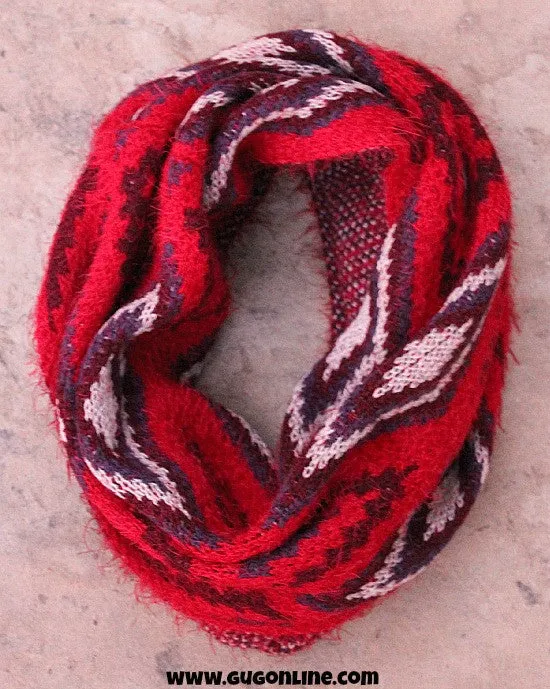 Red, Navy and Tan Aztec Infinity Scarf | ONLY 1 LEFT!