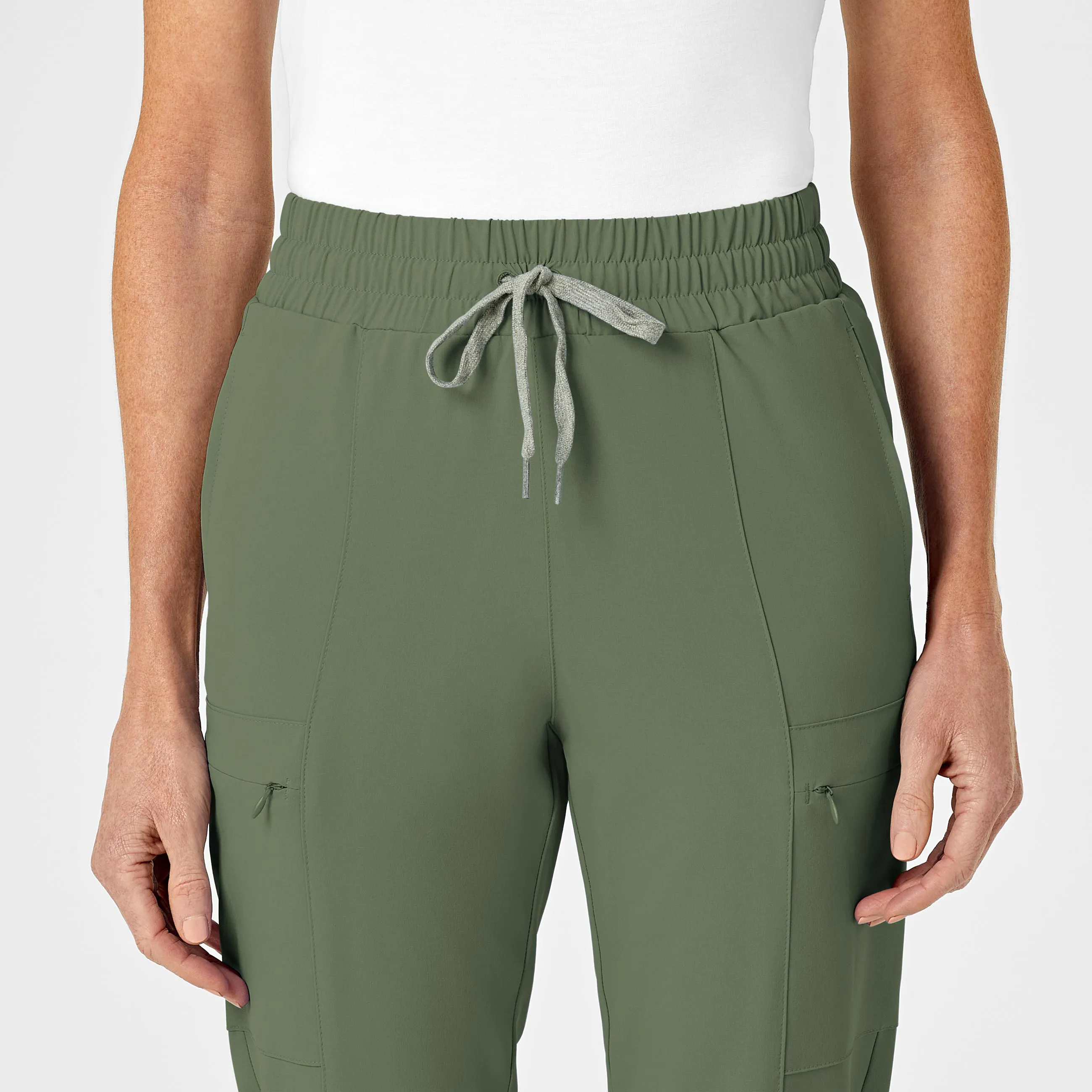 RENEW Women's High Waist Slim Leg Scrub Pant - Olive