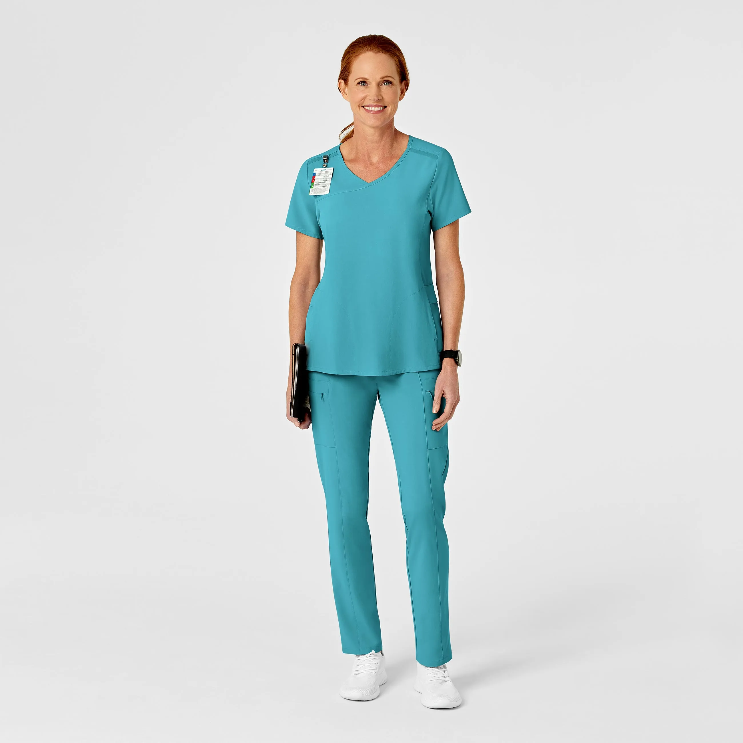 RENEW Women's High Waist Slim Leg Scrub Pant - Teal Blue