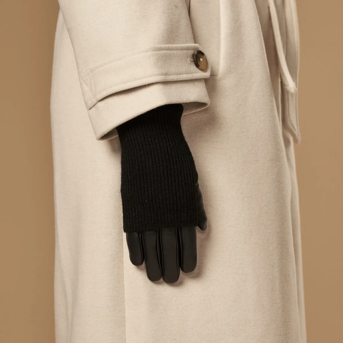 Riley – sheepskin leather gloves with knit cuff & touchscreen feature