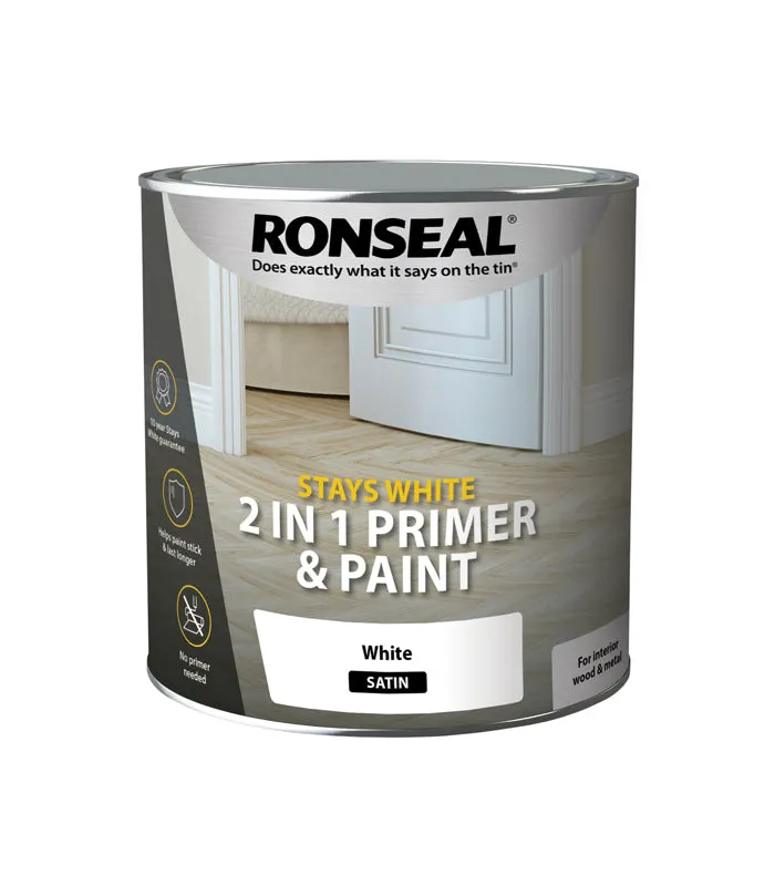 Ronseal Stays White 2 in 1 Primer and Paint - Brilliant White