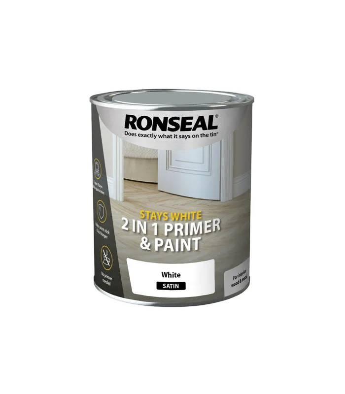 Ronseal Stays White 2 in 1 Primer and Paint - Brilliant White