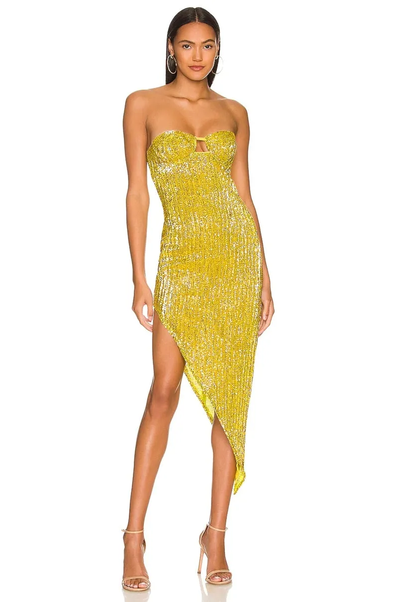 Sequin Dress Women Vacation Beach Backless Dress Split Bodycon Evening Party Dress