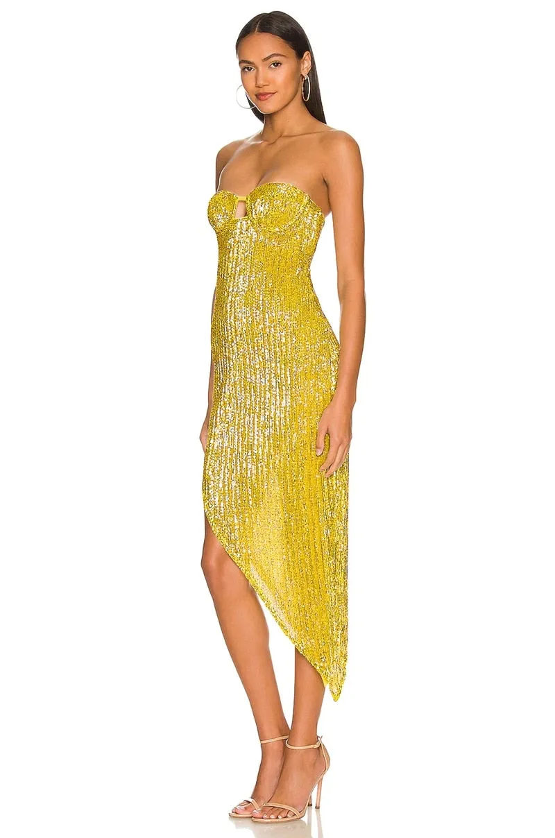 Sequin Dress Women Vacation Beach Backless Dress Split Bodycon Evening Party Dress