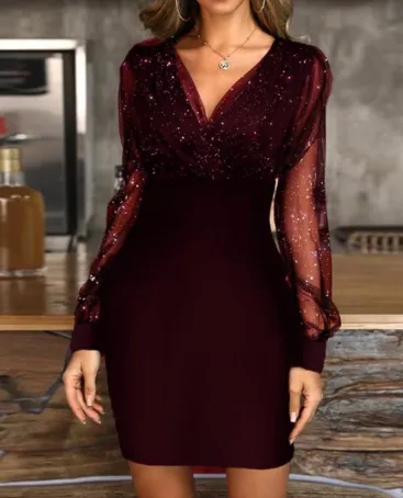 Sexy Solid Women Full Sleeve Bodycon Dress