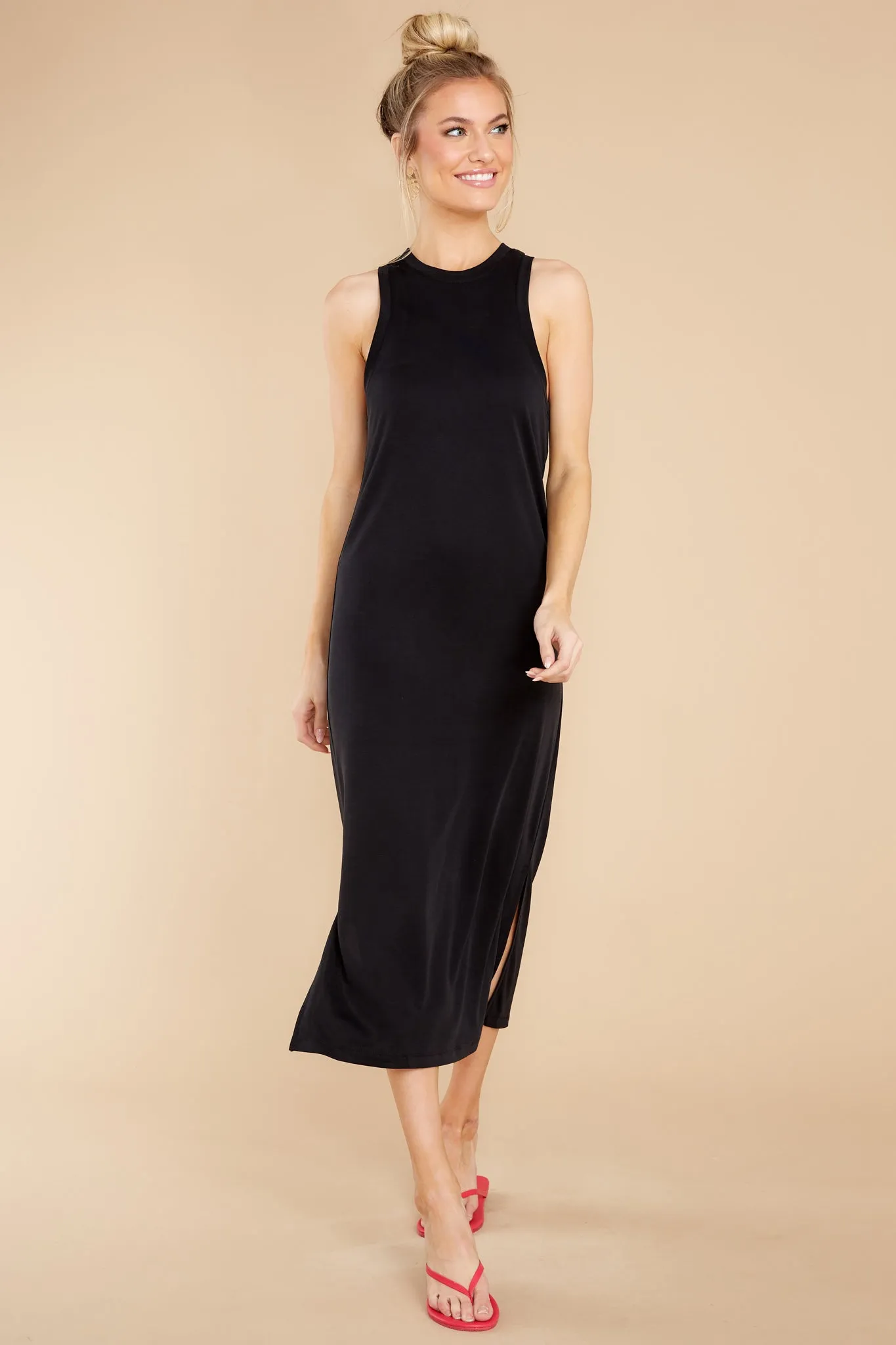 She's A Keeper Black Midi Dress