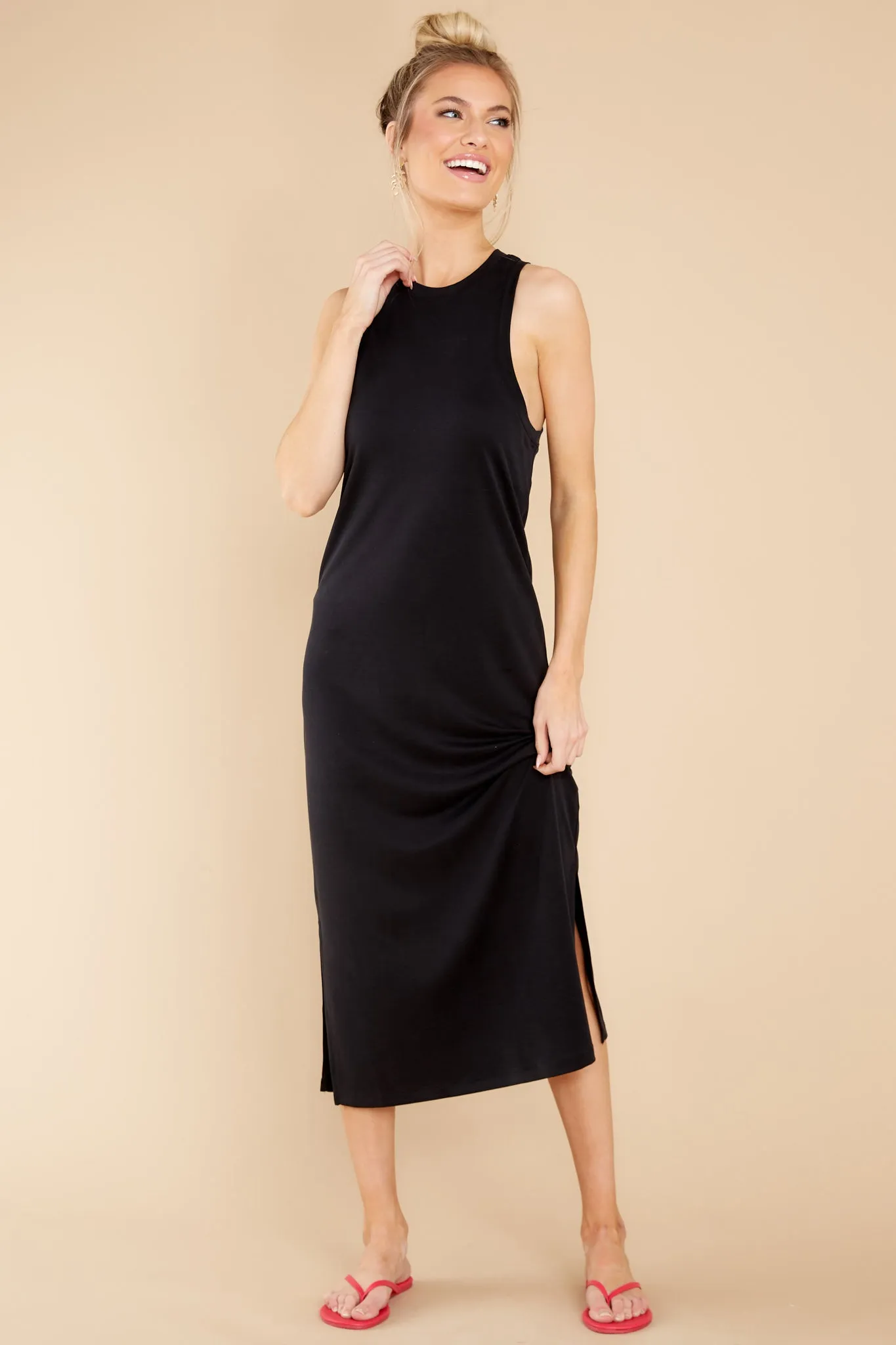 She's A Keeper Black Midi Dress