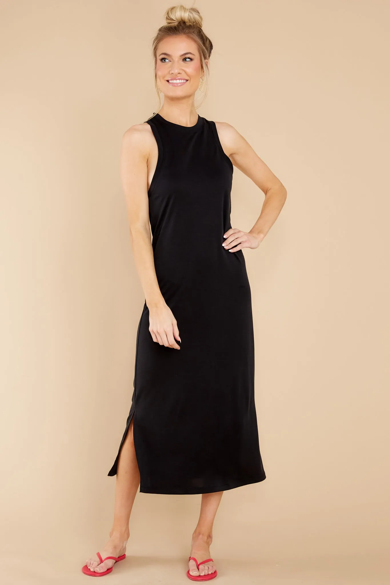 She's A Keeper Black Midi Dress