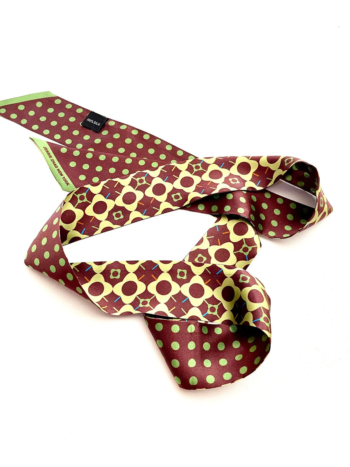 Silk Skinny Scarf Of Polka Dot Bloom