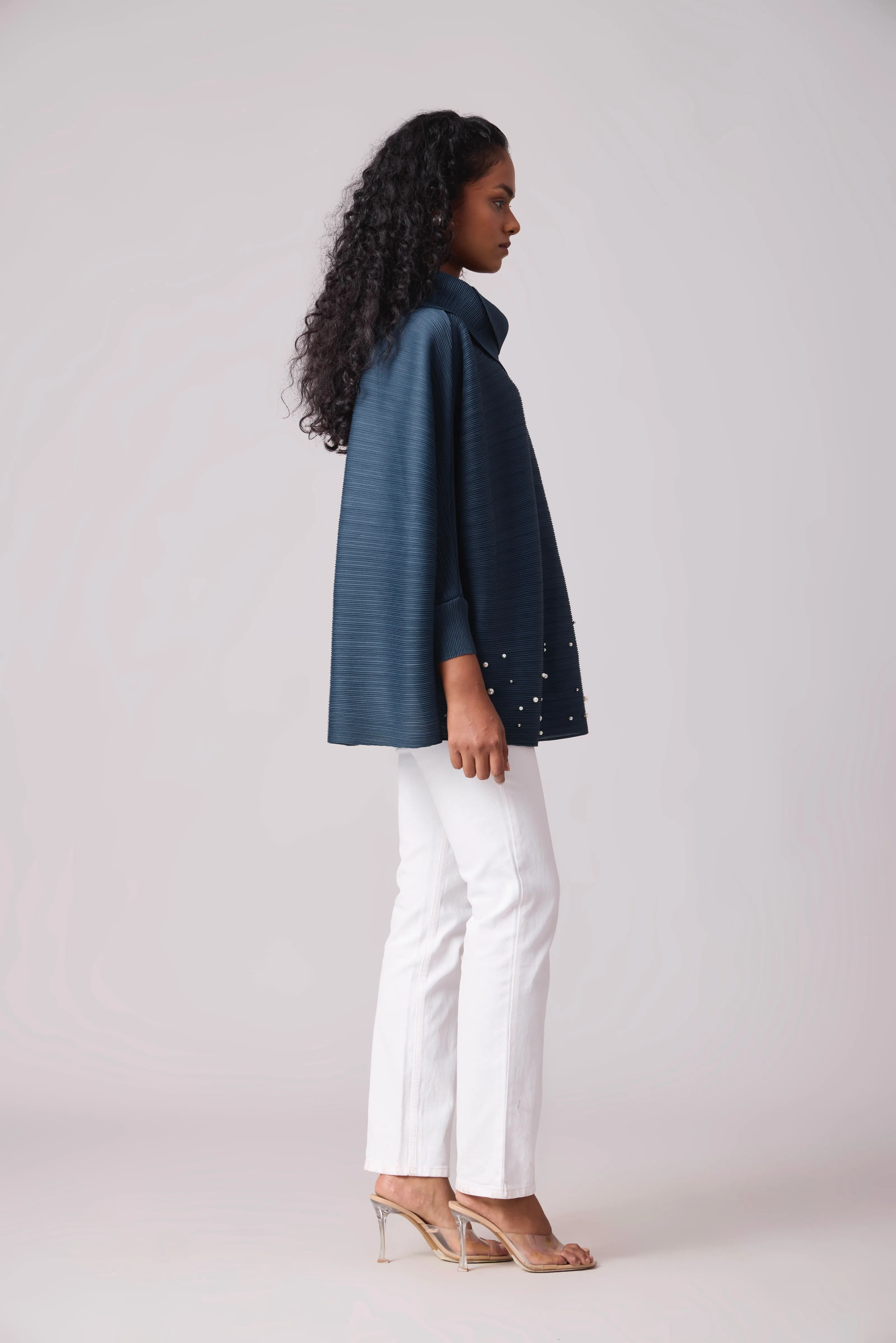 Sloane Pearled Batwing Top - Teal