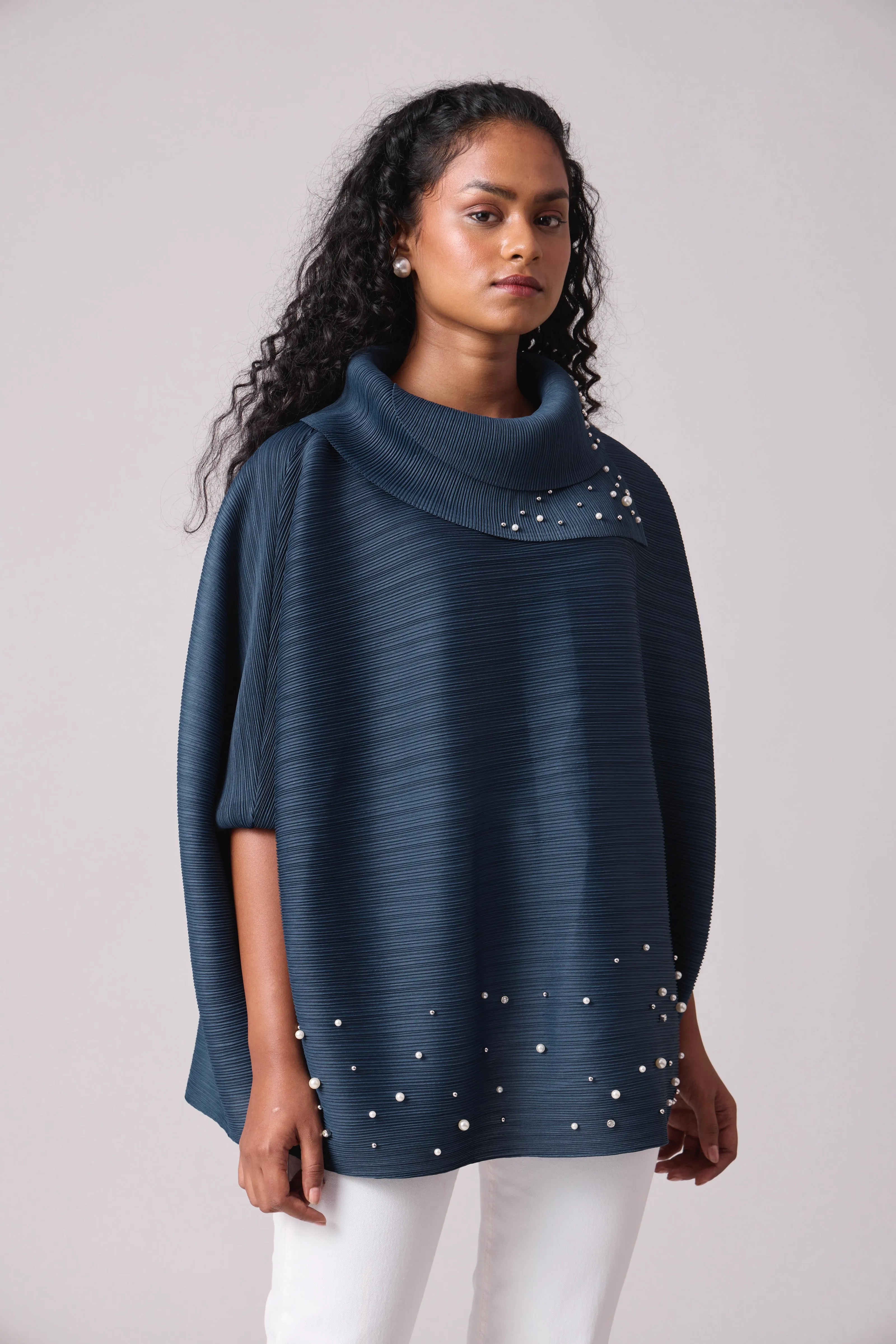 Sloane Pearled Batwing Top - Teal