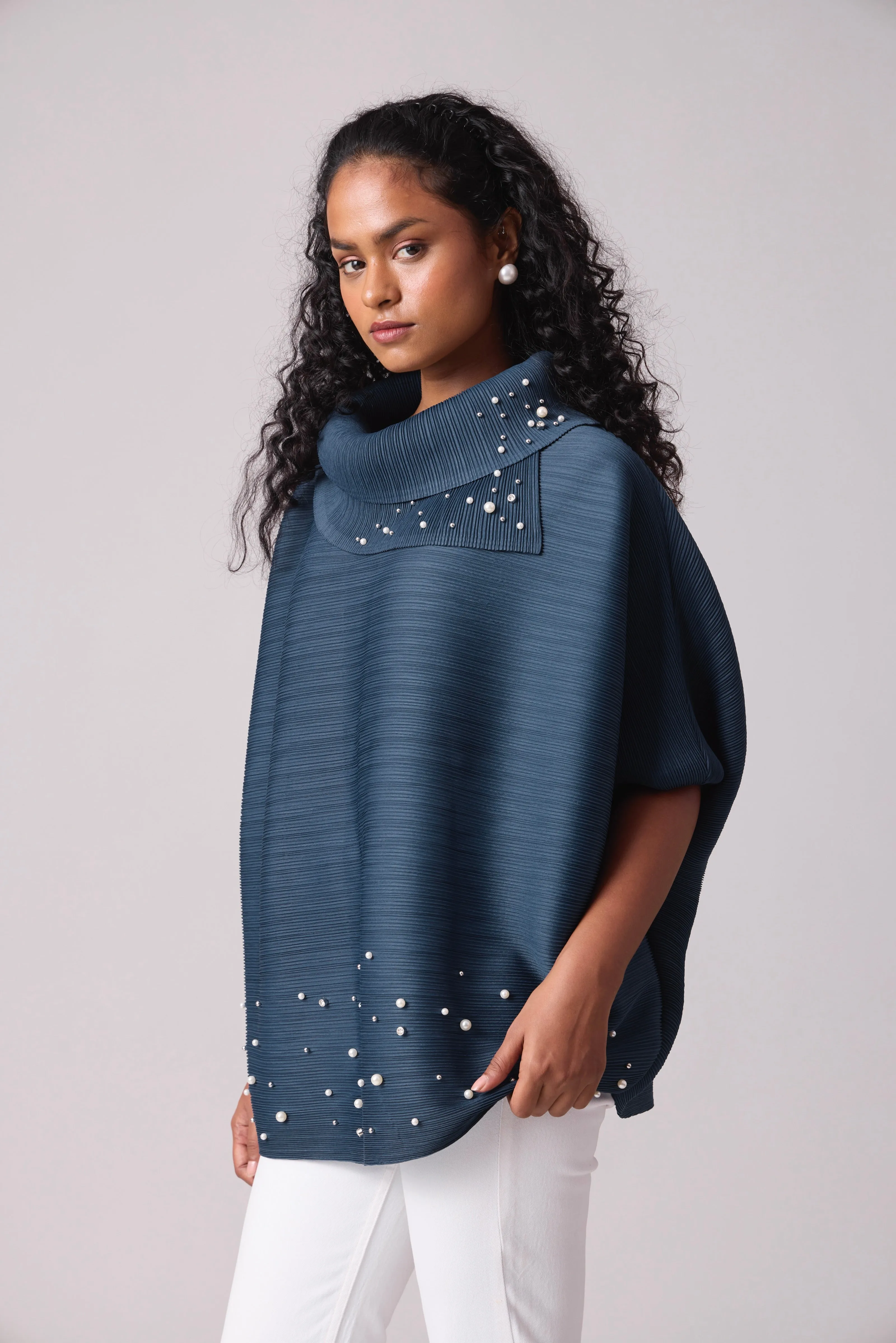 Sloane Pearled Batwing Top - Teal