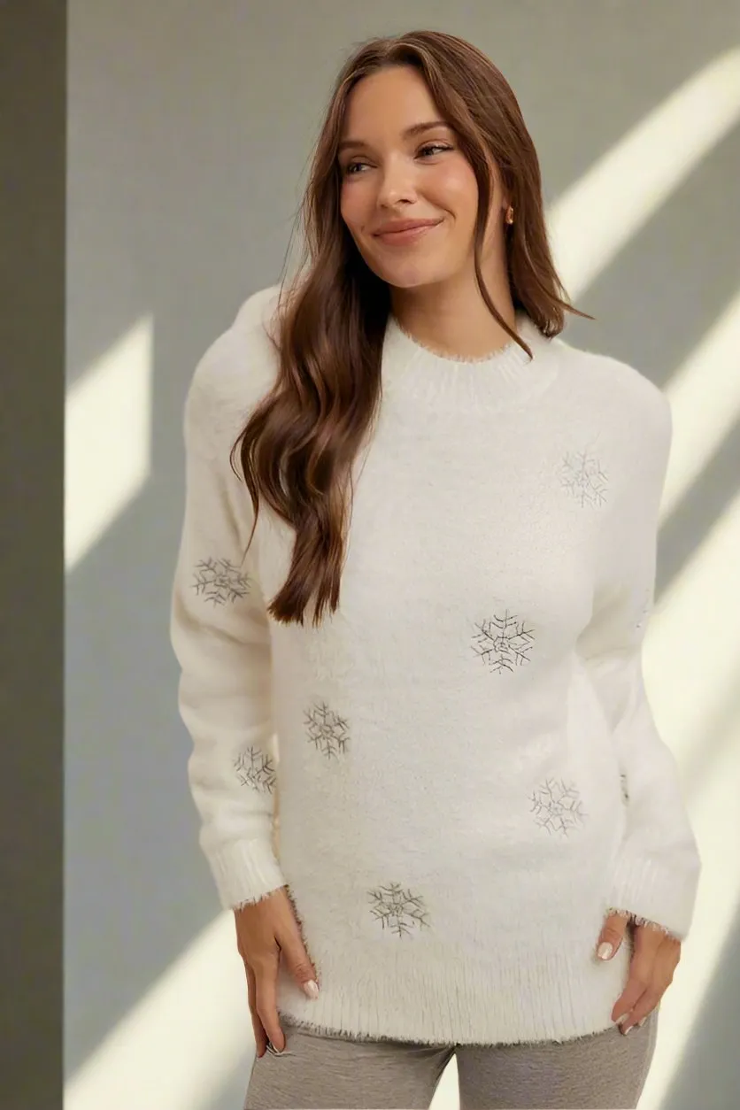 Snowflake Embroidered Sweater