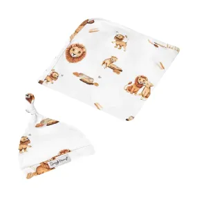 Snuggle Hunny Jersey Wrap with Matching Headwear - Lion Organic