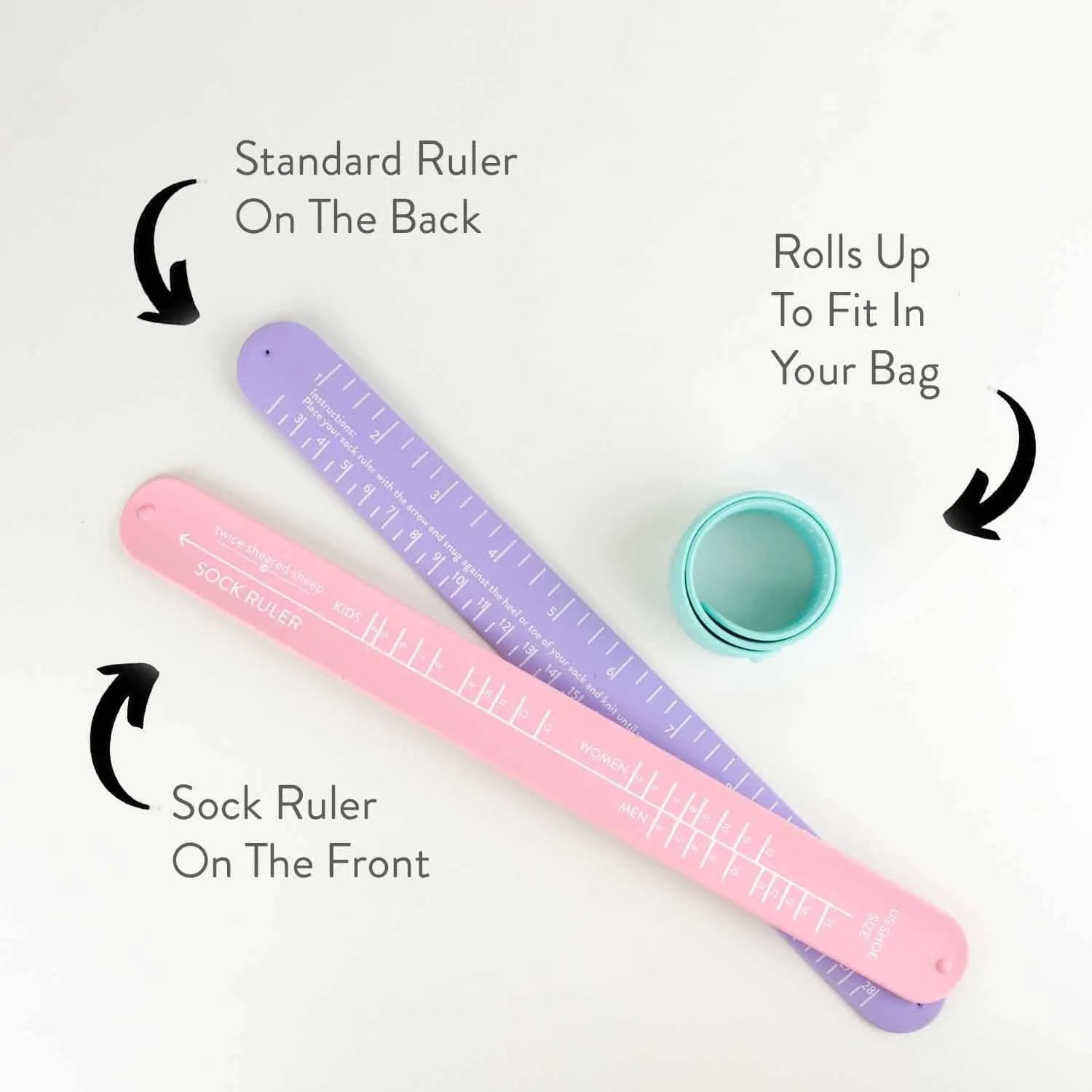 Sock Ruler - Sock Sizing Bracelet Ruler: Sea glass