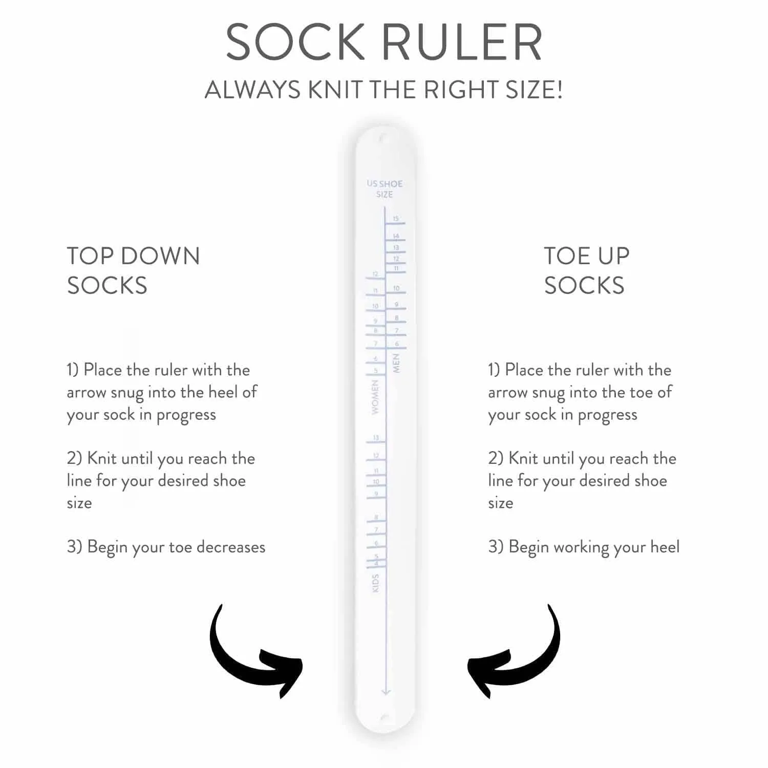 Sock Ruler - Sock Sizing Bracelet Ruler: Sea glass