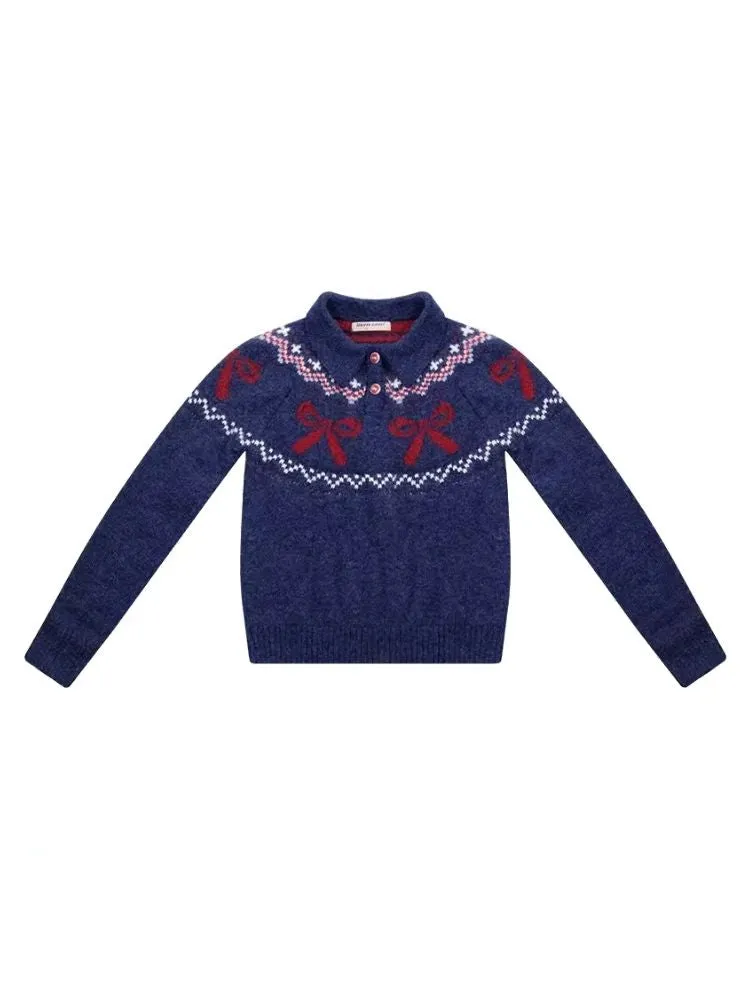 Soft and thick Fair Isle polo neck sweater【s0000006172】