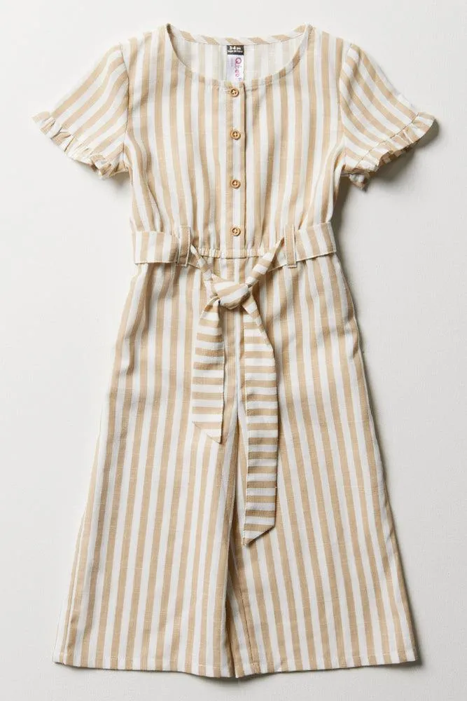 Stripe Belted Jumpsuit Natural