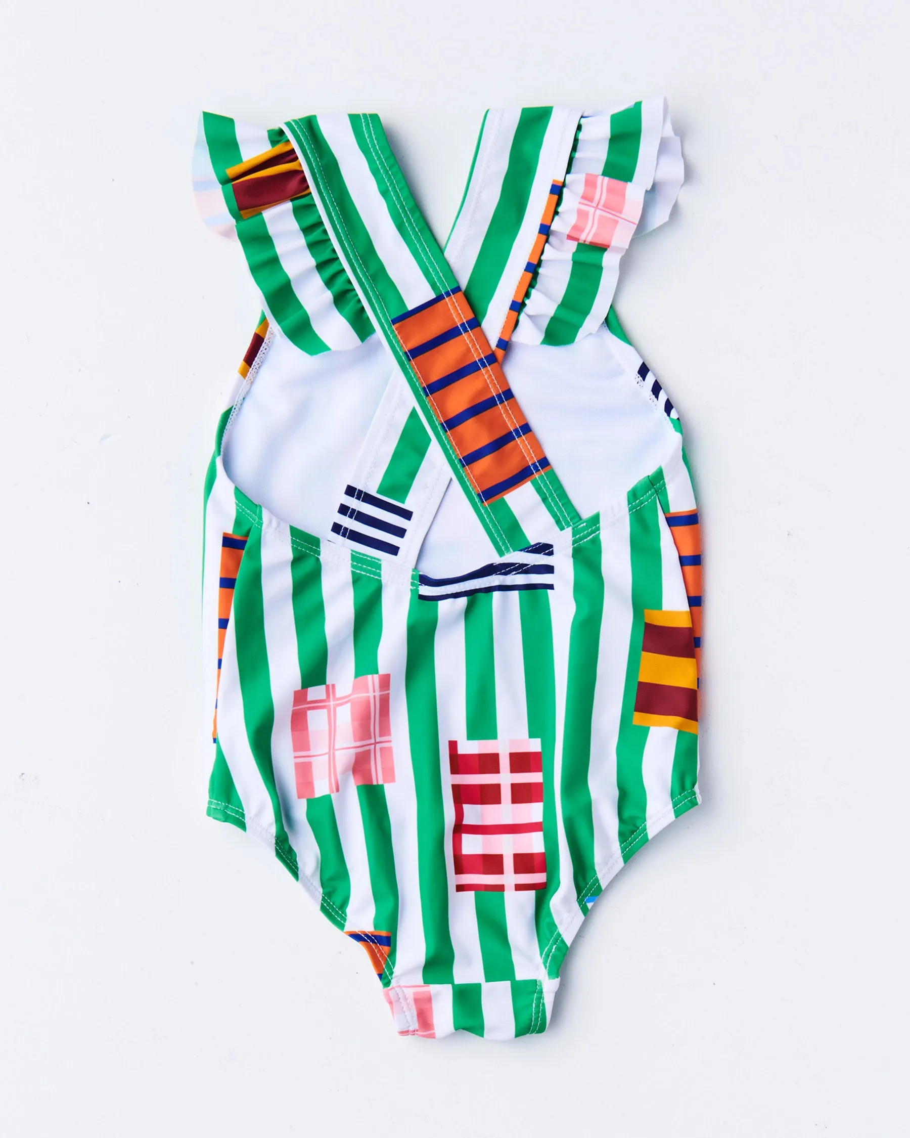 Stripe On Stripe One Piece Bathers and Poncho Bundle