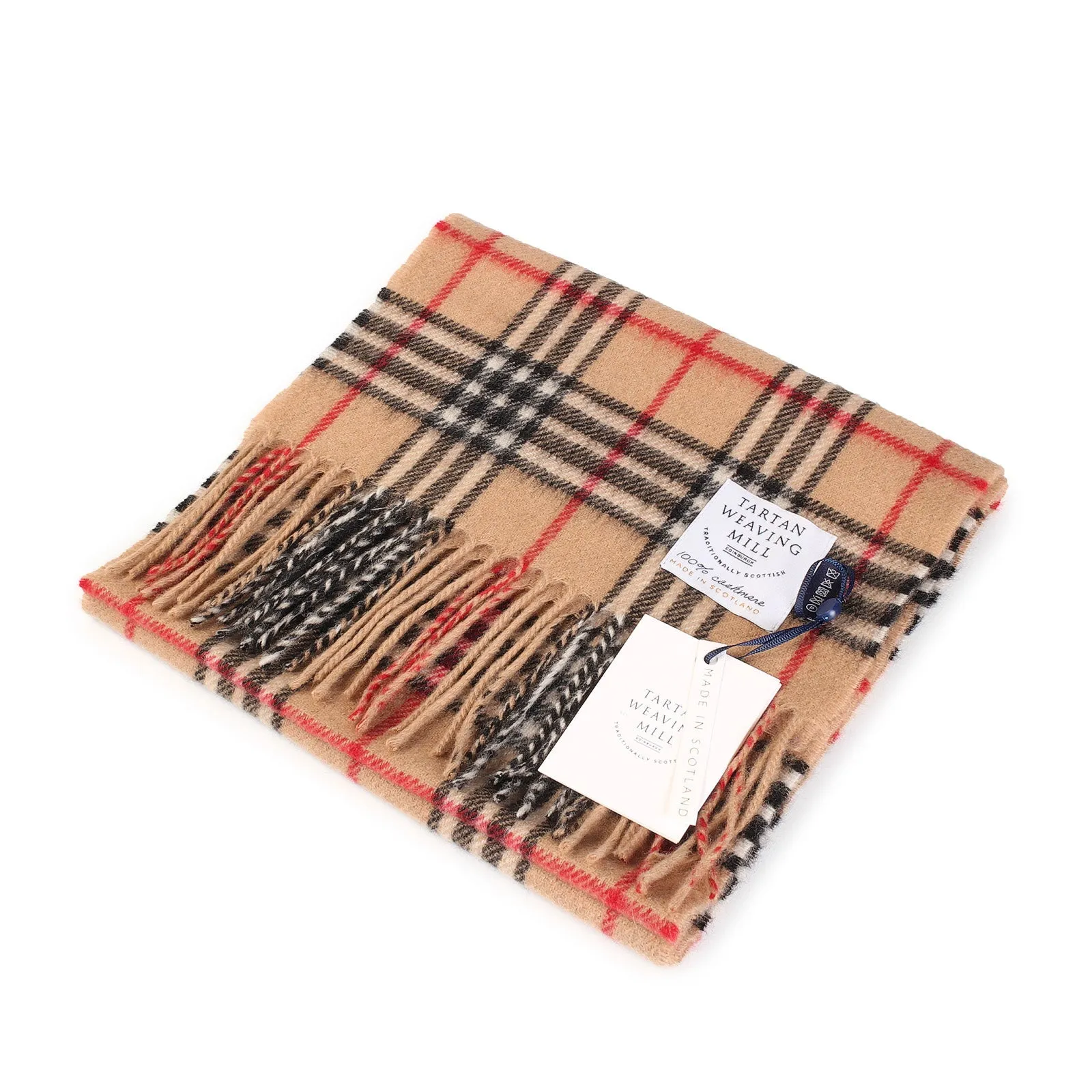 Tartan Weaving Mill 100% Cashmere Scarf  Warm Camel Thomson