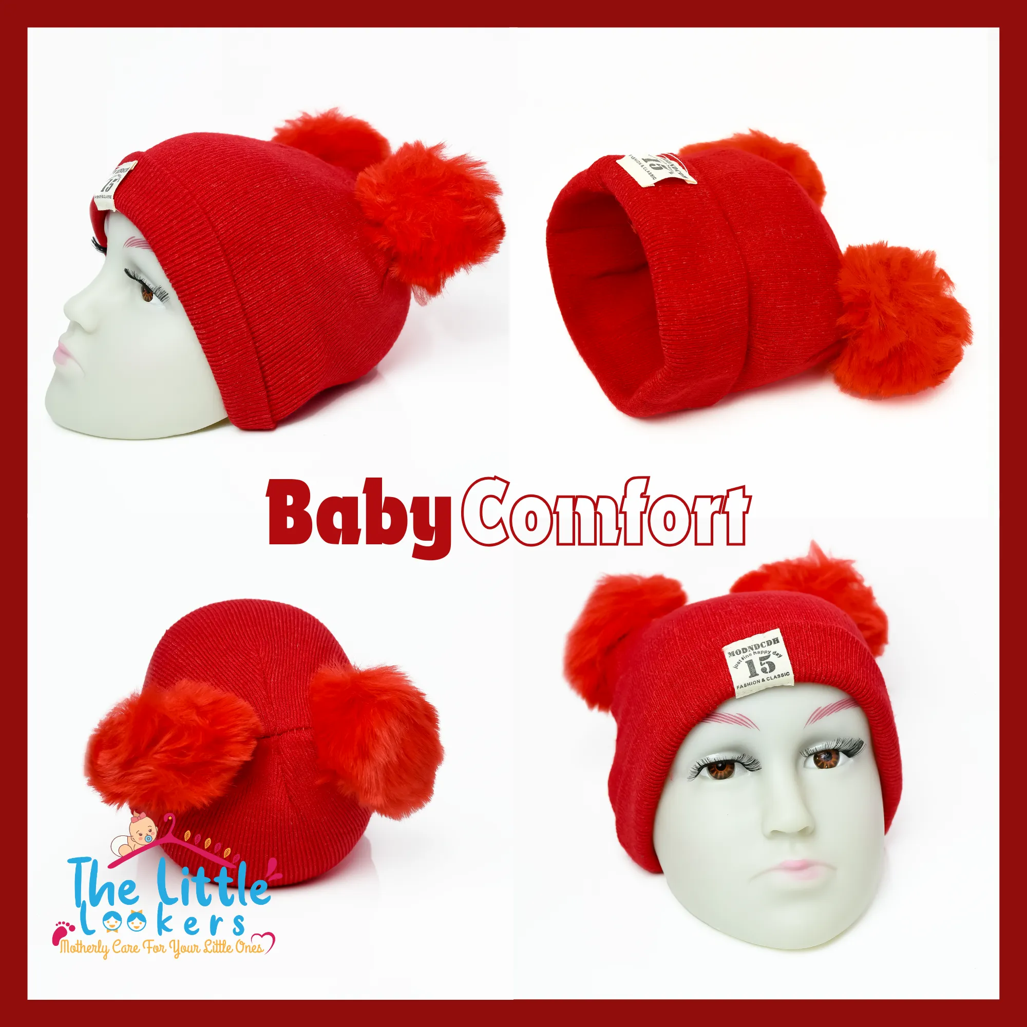 THE LITTLE LOOKERS Baby Knit Cap I Winter Pom Pom Beanie Cap for Kids/Toddler /Girls/ Boys (6 Months - 3 Years Baby)