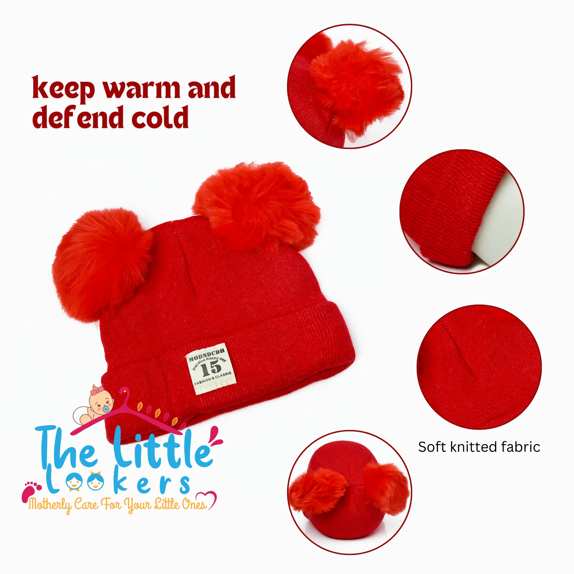 THE LITTLE LOOKERS Baby Knit Cap I Winter Pom Pom Beanie Cap for Kids/Toddler /Girls/ Boys (6 Months - 3 Years Baby)