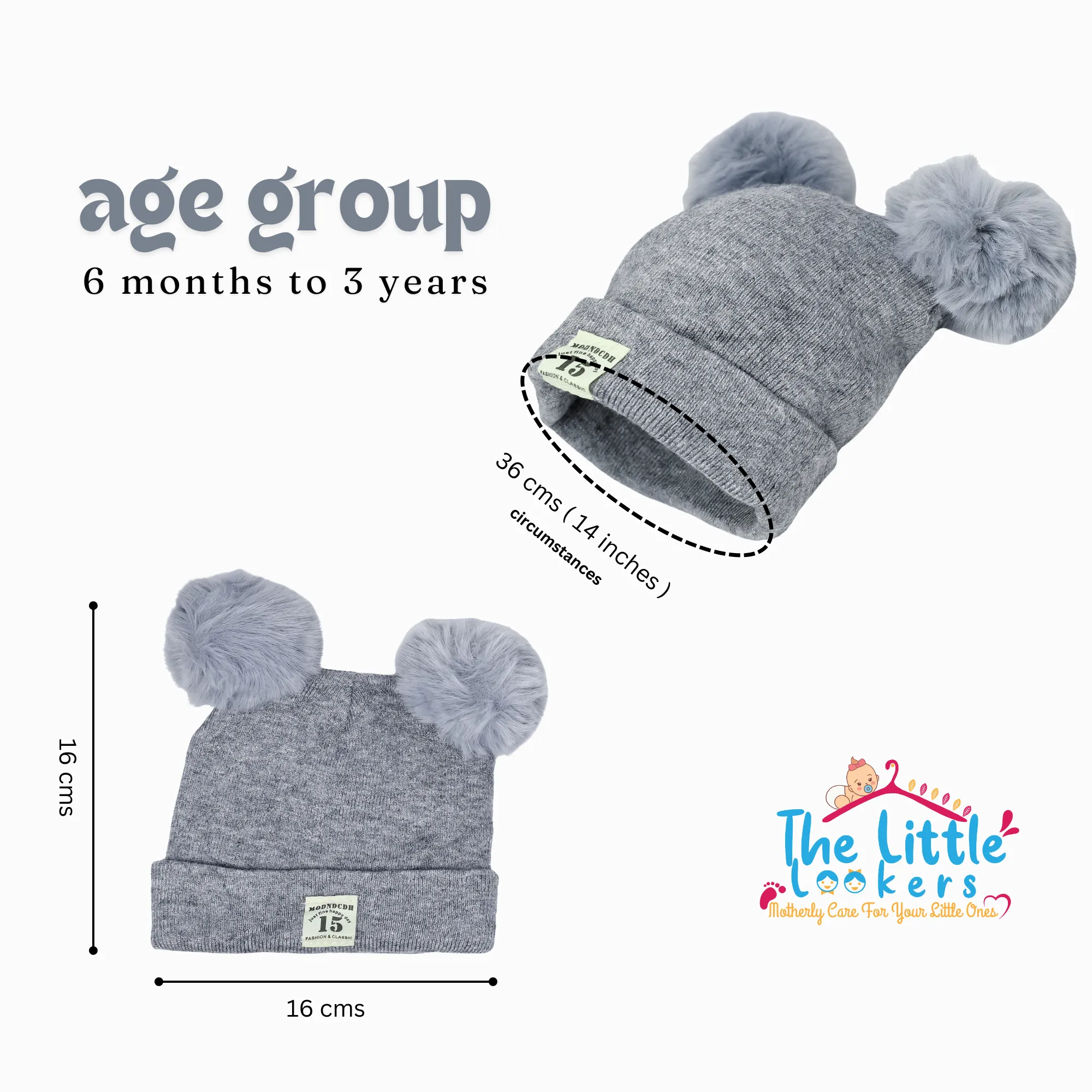 THE LITTLE LOOKERS Baby Knit Cap I Winter Pom Pom Beanie Cap for Kids/Toddler /Girls/ Boys (6 Months - 3 Years Baby)