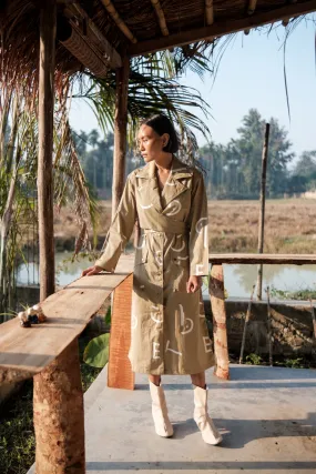 The Terra Tribe Khaki Line Printed Copenhagen Trench