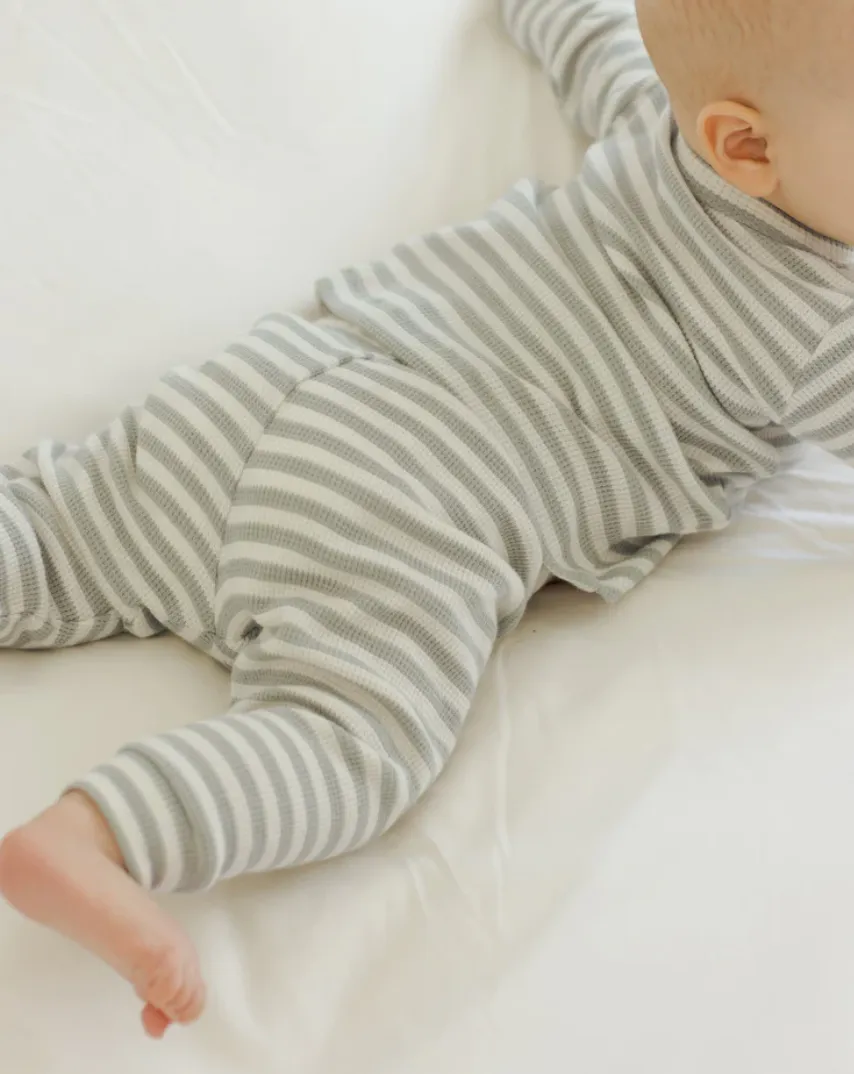 The Waffle Top   Pant SET by Quincy Mae - Sky Stripe - BABY