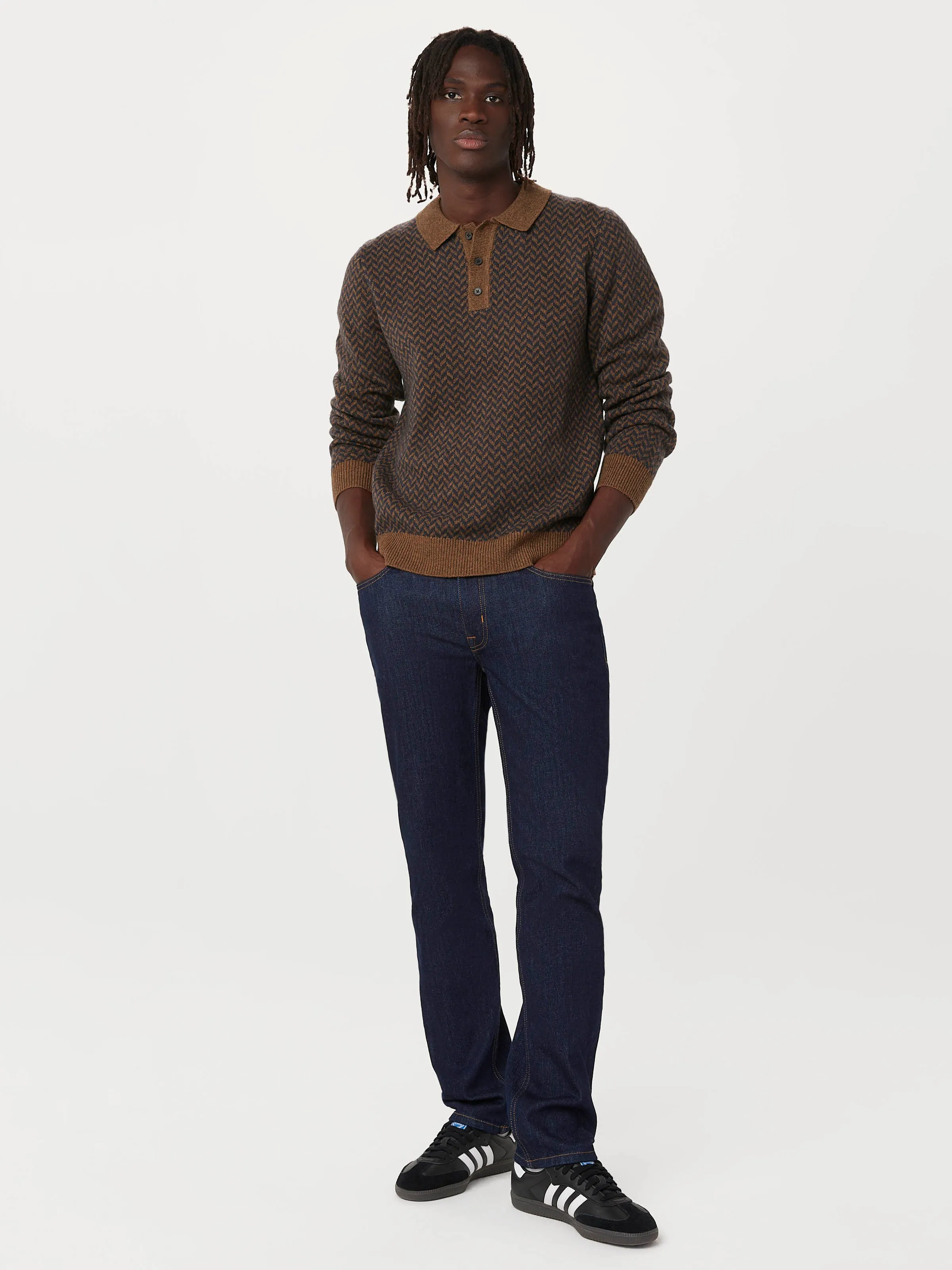 The Yak Wool Polo Sweater in Mustang Brown