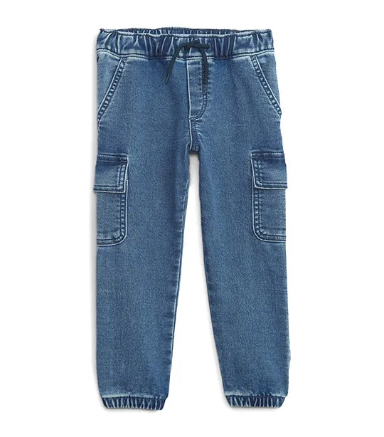 Toddler Denim Cargo Joggers with Washwell Medium Wash