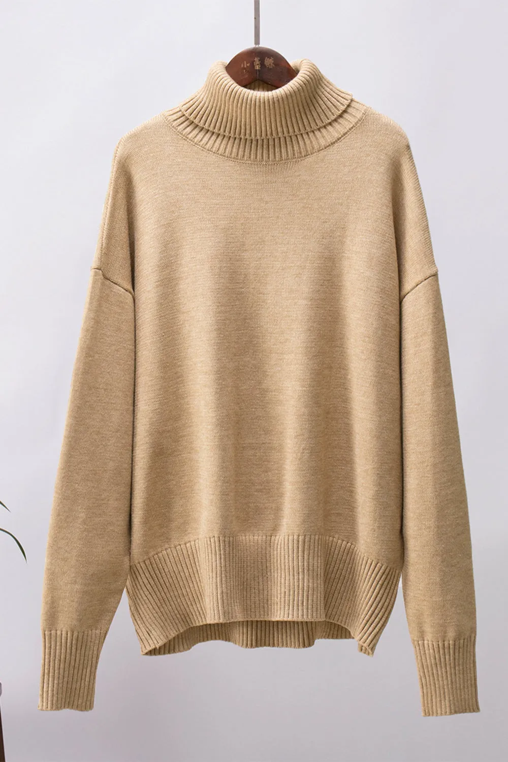 Turtle Neck Dropped Shoulder Sweater