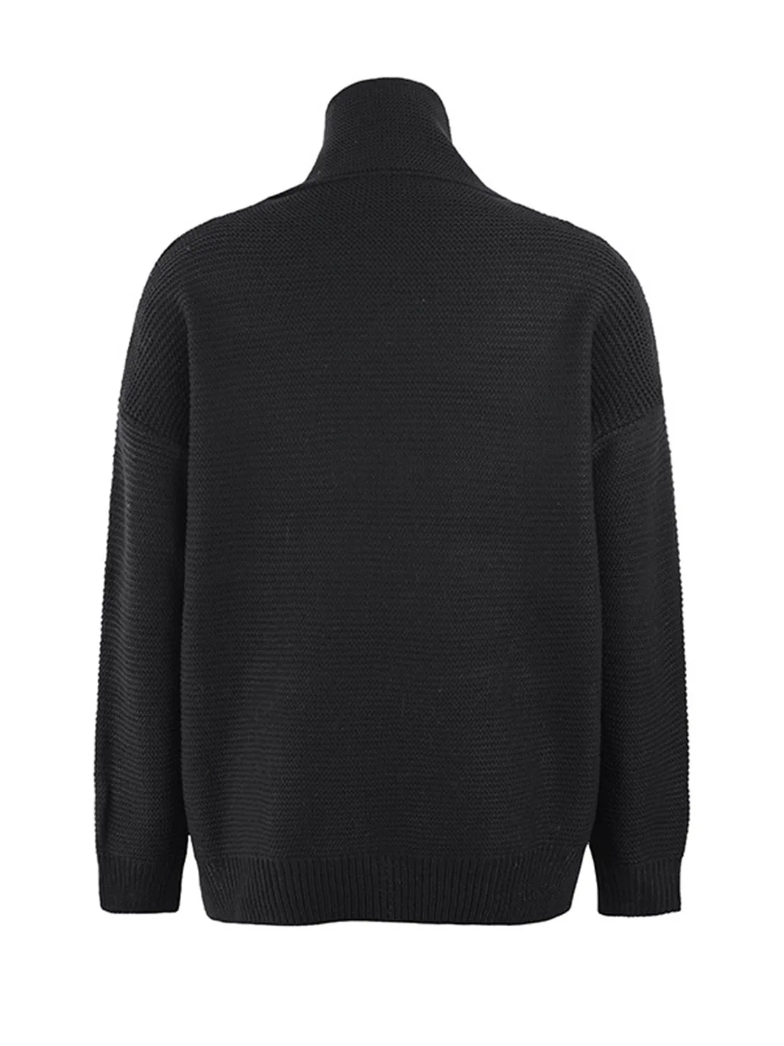 Turtleneck Dropped Shoulder Slit Sweater