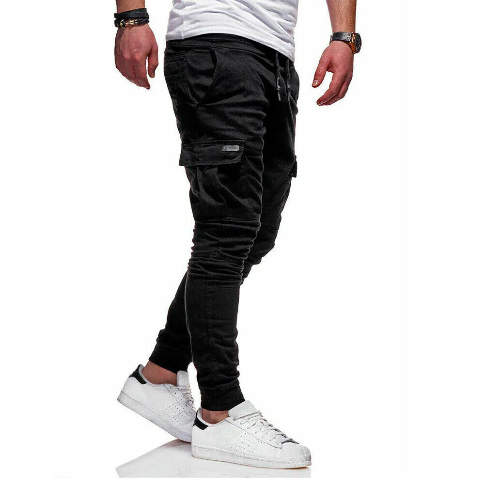 US Men's Casual Joggers Pants Sweatpants Cargo Utility Combat Baggy Trousers