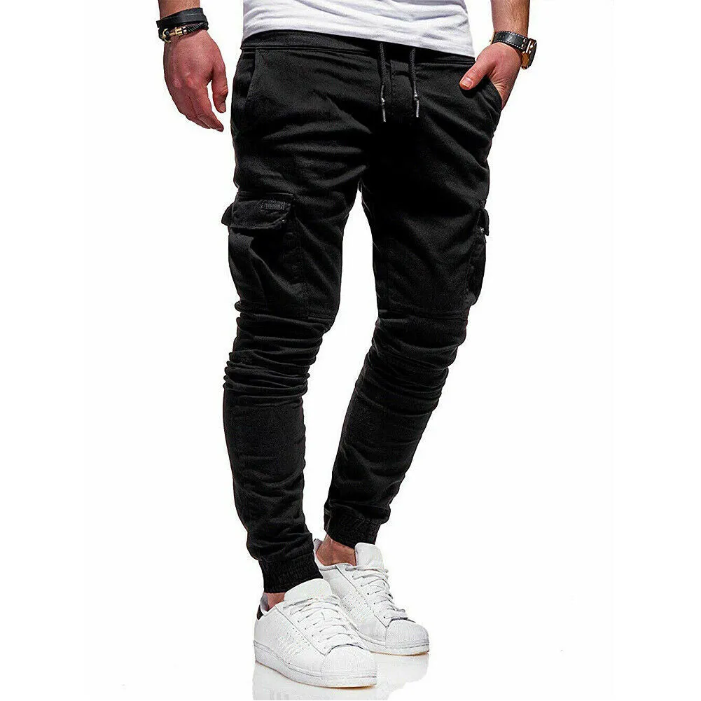 US Men's Casual Joggers Pants Sweatpants Cargo Utility Combat Baggy Trousers