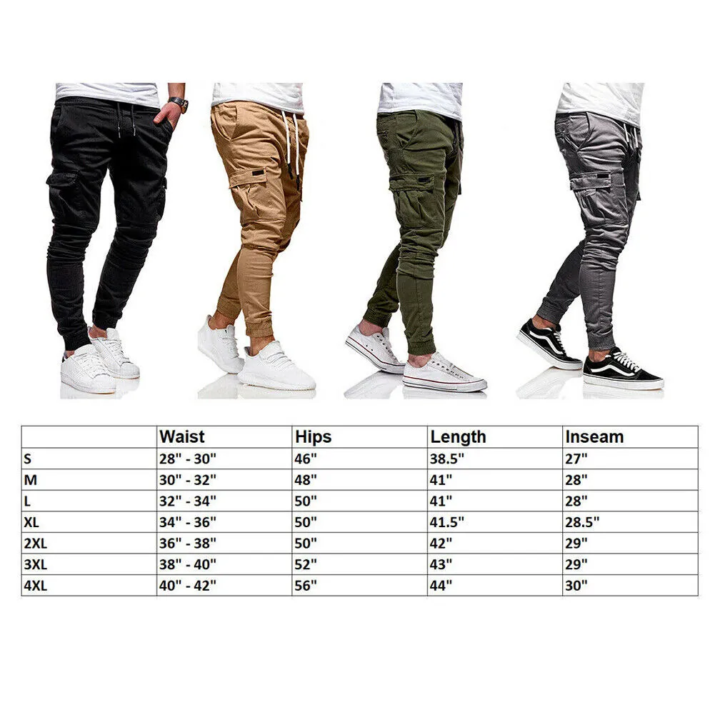 US Men's Casual Joggers Pants Sweatpants Cargo Utility Combat Baggy Trousers