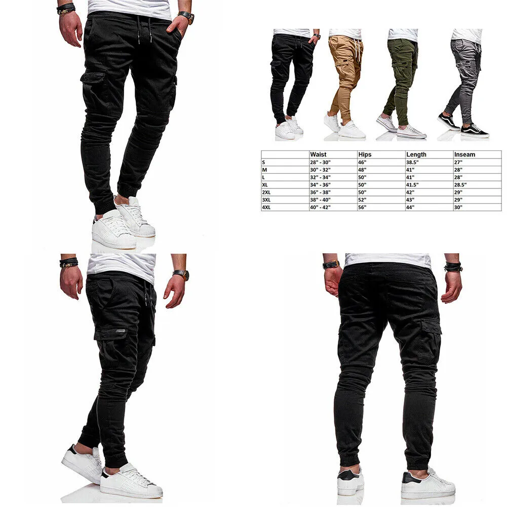 US Men's Casual Joggers Pants Sweatpants Cargo Utility Combat Baggy Trousers