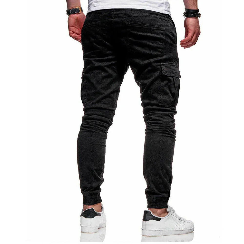 US Men's Casual Joggers Pants Sweatpants Cargo Utility Combat Baggy Trousers