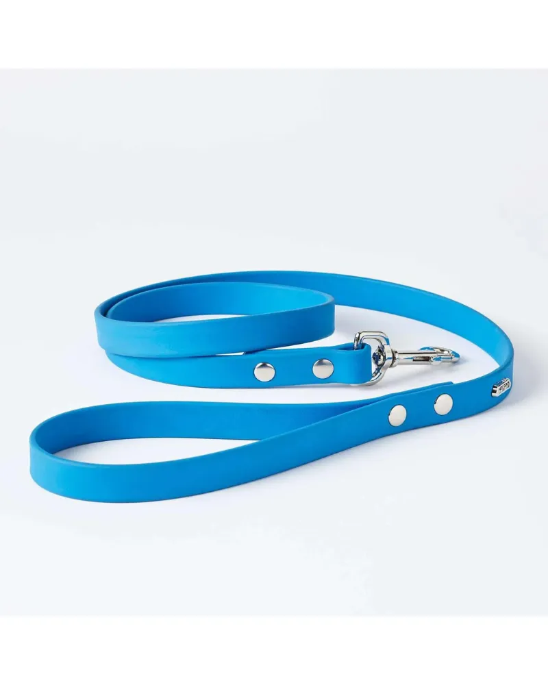 Vegan Leather Dog Leash in Sky Blue (Made in Canada)