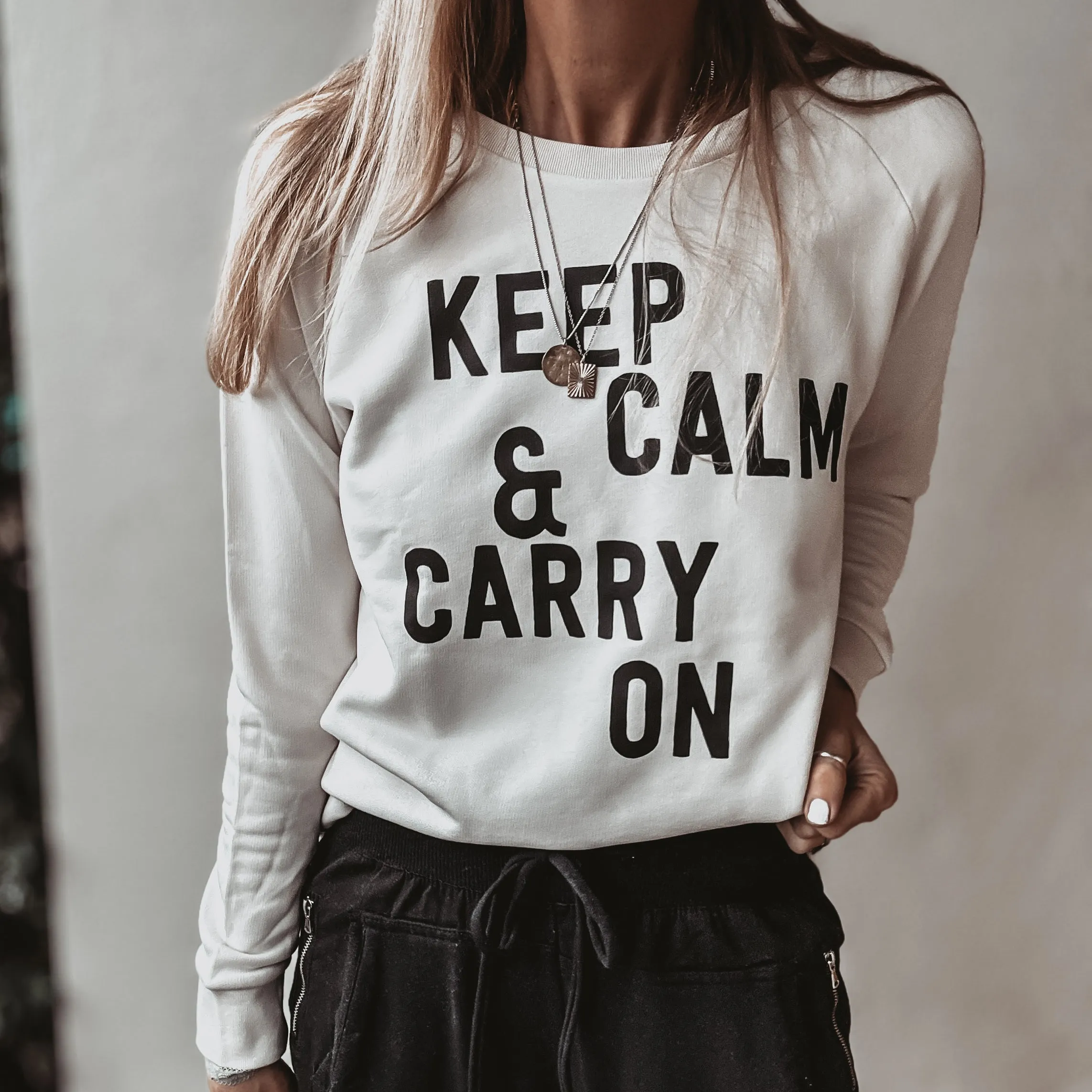 Vintage white KEEP CALM sweatshirt *relaxed style* SALE