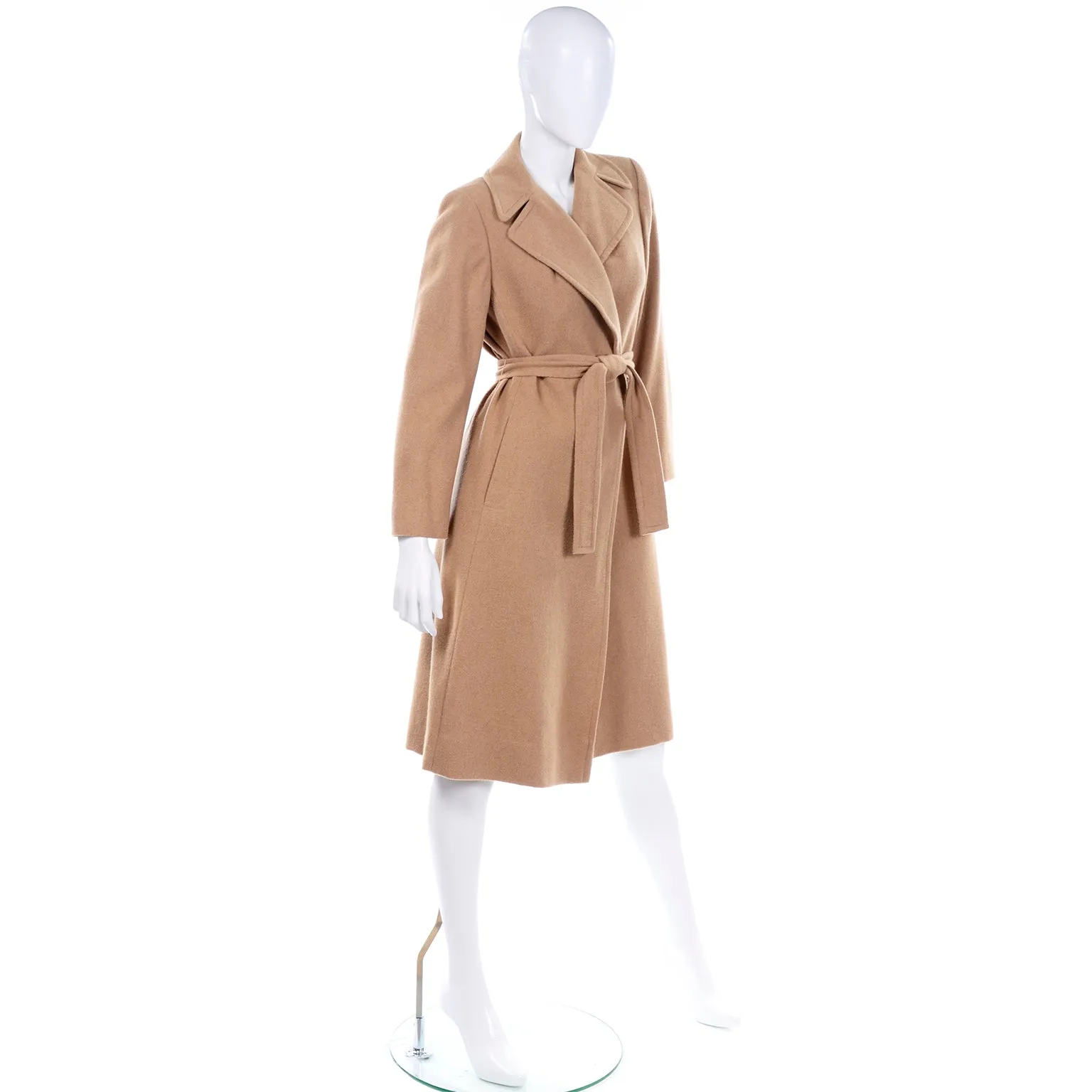 Vintage Woolf Brothers 1970s Lined Camel Hair Trench Coat W Belt