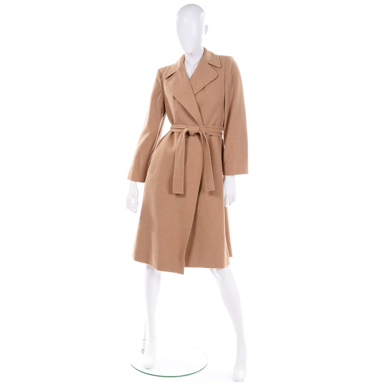 Vintage Woolf Brothers 1970s Lined Camel Hair Trench Coat W Belt