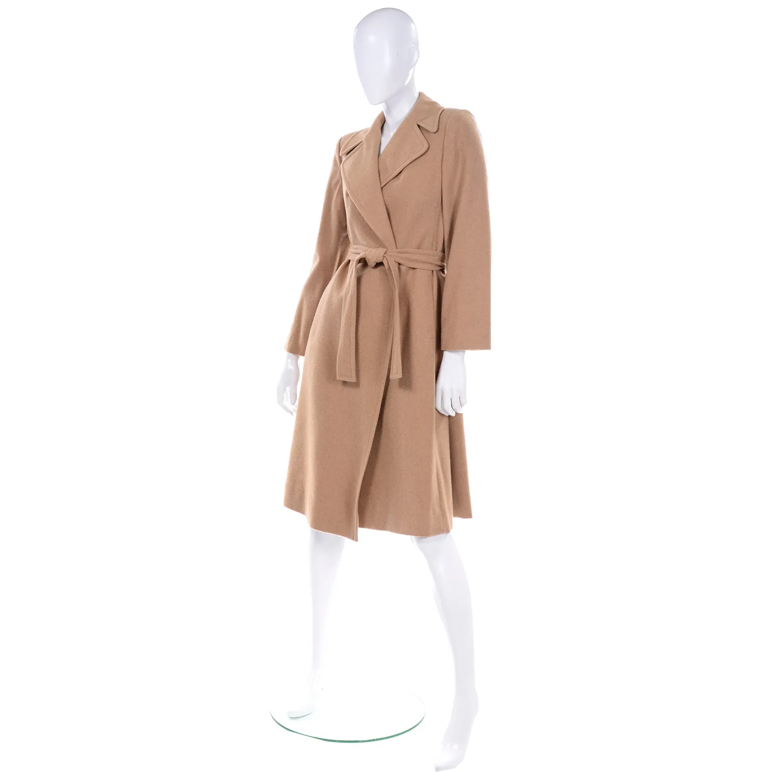 Vintage Woolf Brothers 1970s Lined Camel Hair Trench Coat W Belt