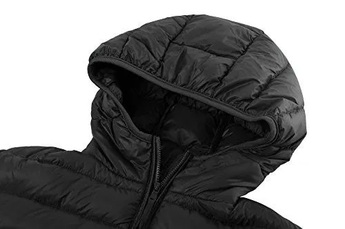 Wantdo Women's Hooded Packable Ultra Light Weight Down Coat Short Outwear(Black,US X-Large)