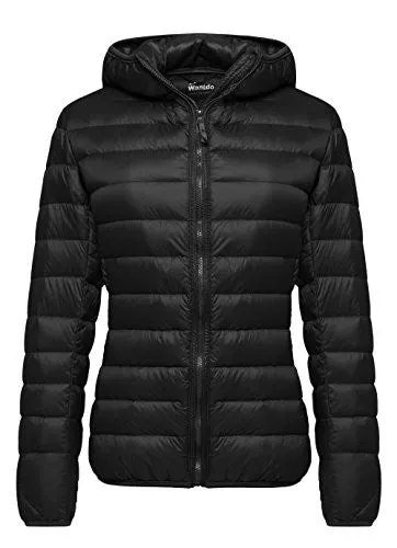 Wantdo Women's Hooded Packable Ultra Light Weight Down Coat Short Outwear(Black,US X-Large)