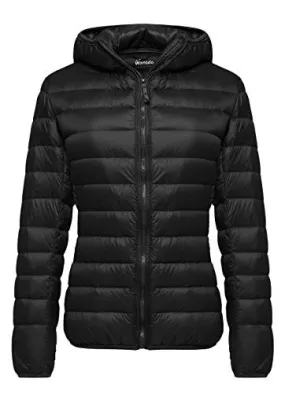 Wantdo Women's Hooded Packable Ultra Light Weight Down Coat Short Outwear(Black,US X-Large)