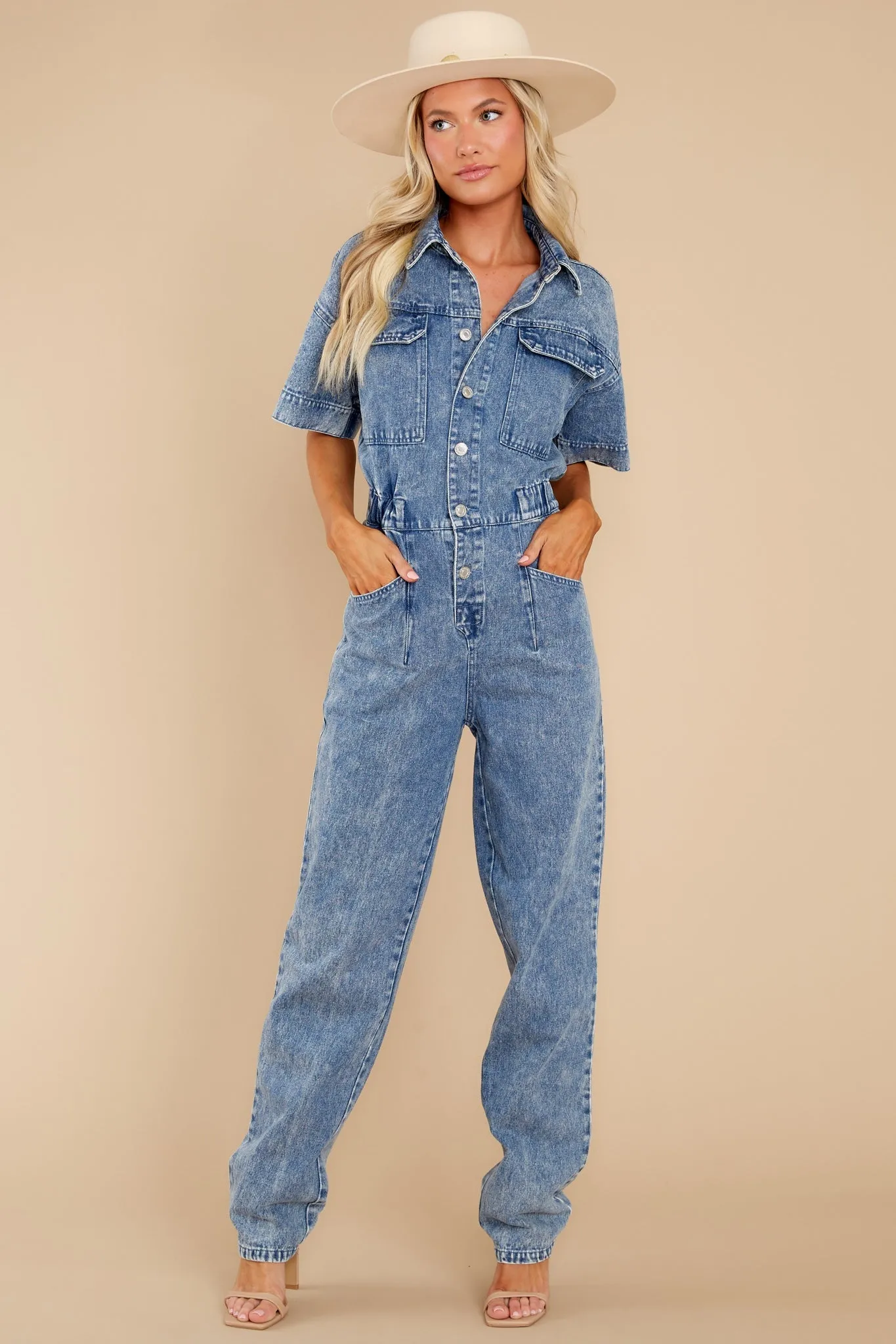 Wherever We Go Denim Jumpsuit