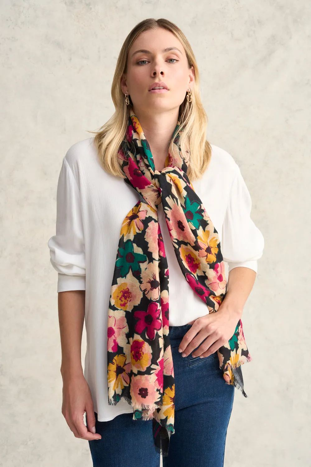 Winter Floral Wool Scarf